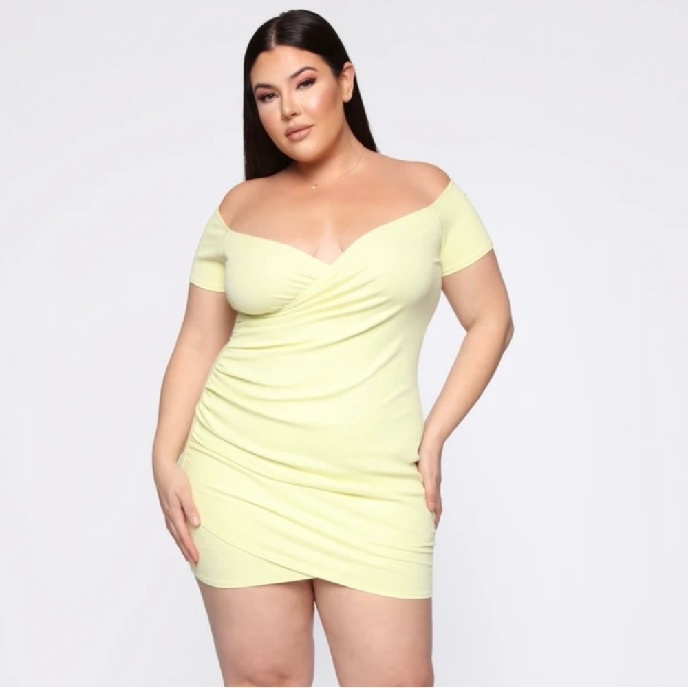 Yellow Off-Shoulder Mini Dress
